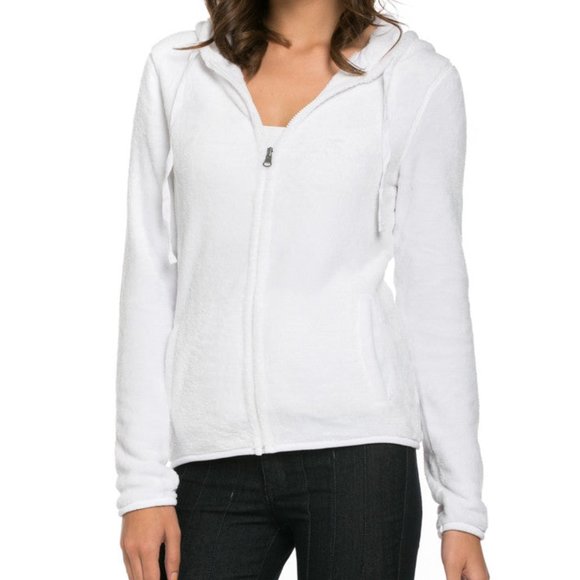 Full Zip Fleece Hoodie Jacket White